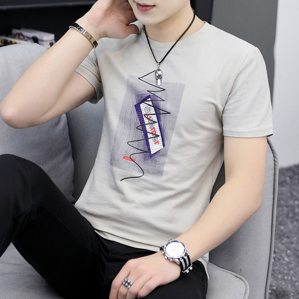 Tricou barbatesc modern cu aplicare in doua culori