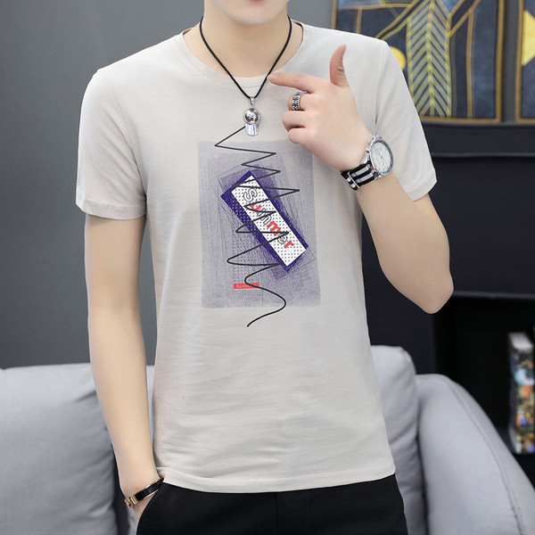 Tricou barbatesc modern cu aplicare in doua culori