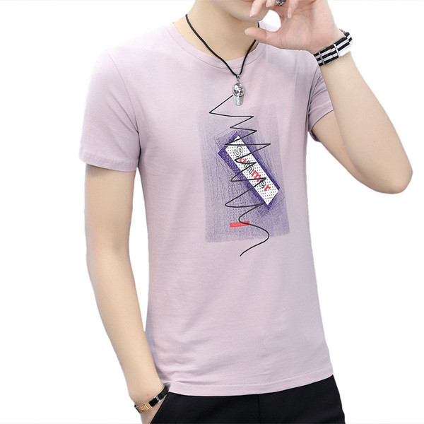 Tricou barbatesc modern cu aplicare in doua culori