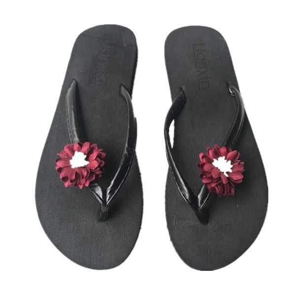 Papuci moderni de dama cu degete cu element de flori 3D