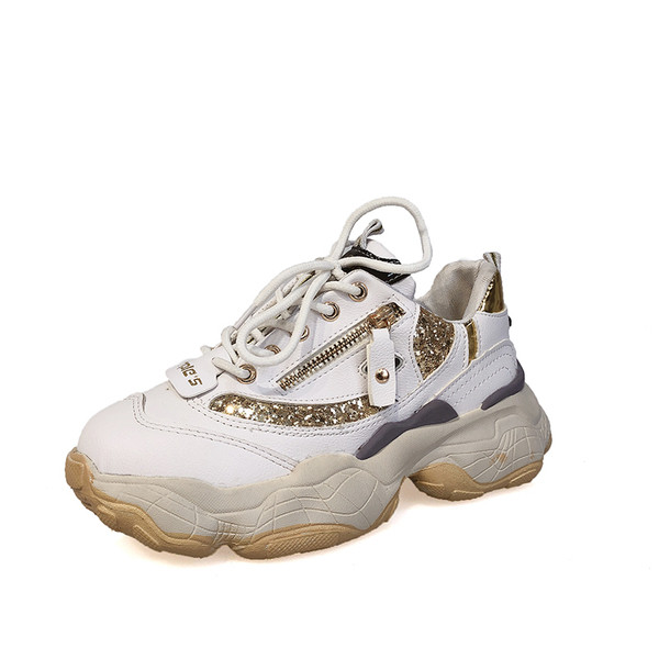 Τρέχοντες εκπαιδευτές κυρίες με χοντρό στοιχείο σόλας και φερμουάρ