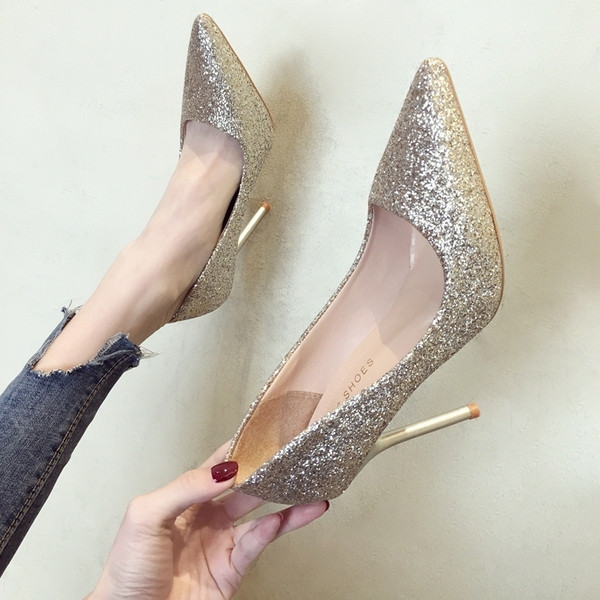 Pantofi eleganti de dama cu efect stralucitor in mai multe culori