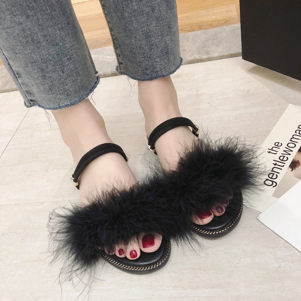 Sandale casual dama cu element de puf in mai multe culori