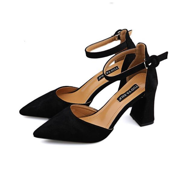 Pantofi de dama cu toc gros in negru si bej