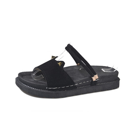 Alkalmi női szandál lapos talppal, fekete és bézs színben