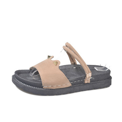 Alkalmi női szandál lapos talppal, fekete és bézs színben