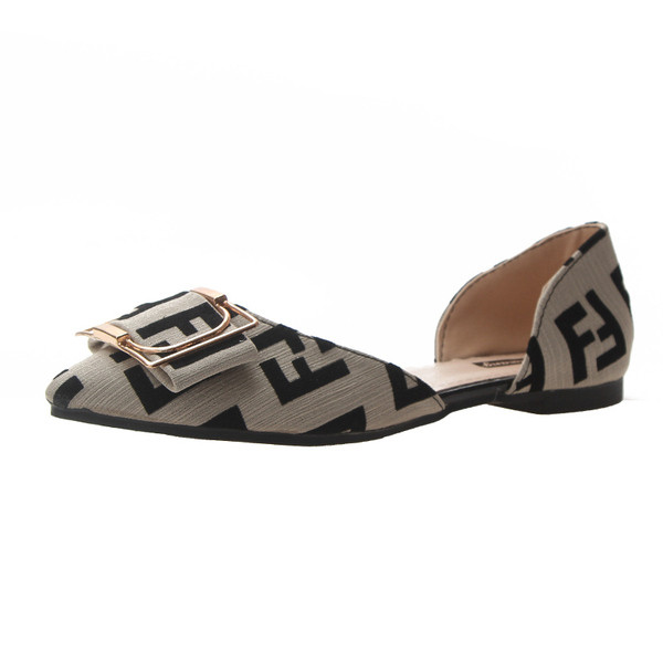 Pantofi casual dama cu catarama in gri si galben