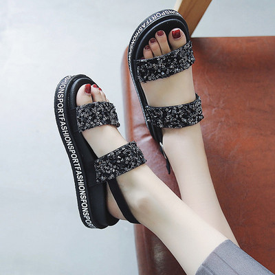 Aktuális női flitteres szandál két színben