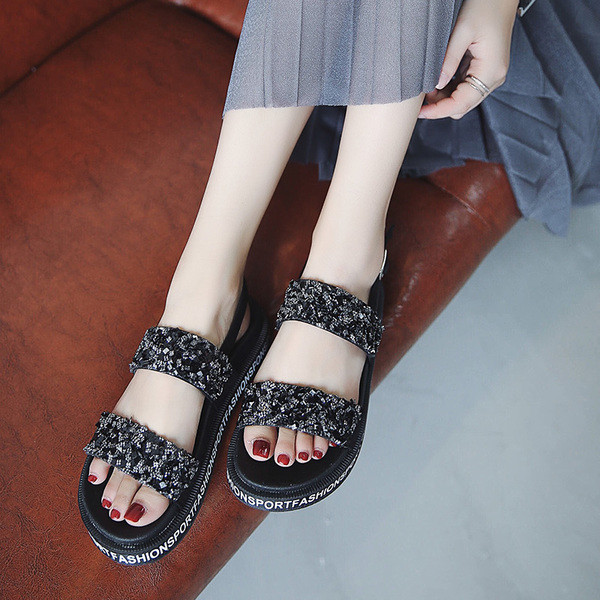 Aktuális női flitteres szandál két színben