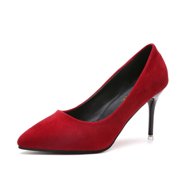 Pantofi eleganti de dama cu toc subtire in rosu, negru si galben