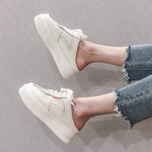 NOU Sandale dama cu talpa inalta si sireturi in doua culori