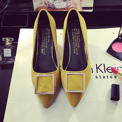 Pantofi de dama eleganti cu toc gros si decor metalic in trei culori