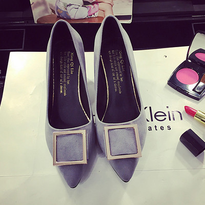 Pantofi de dama eleganti cu toc gros si decor metalic in trei culori