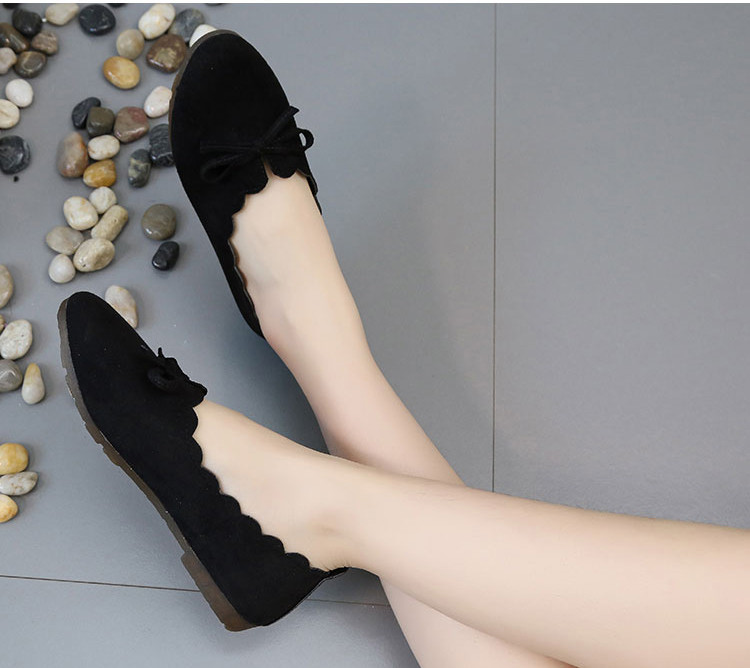 Pantofi dama din piele intoarsa eco cu panglica in doua culori