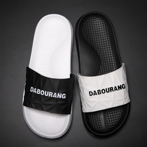 Papuci casual barbatesti cu inscriptie in doua culori