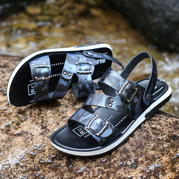 Ανδρικά σανδάλια σε μπλε, γκρι και χρυσό χρώμα