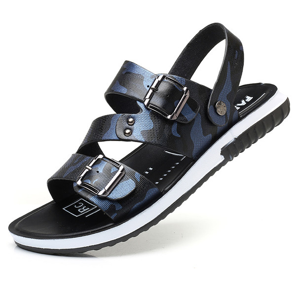 Ανδρικά σανδάλια σε μπλε, γκρι και χρυσό χρώμα