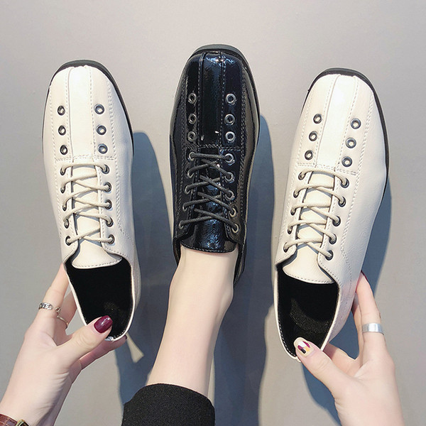 Pantofi dama din piele ecologica cu sireturi in doua culori