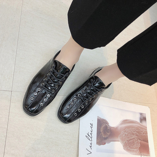 Pantofi dama din piele ecologica cu sireturi in doua culori