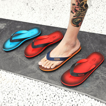 Модерни мъжки летни чехли в три цвята с надпис