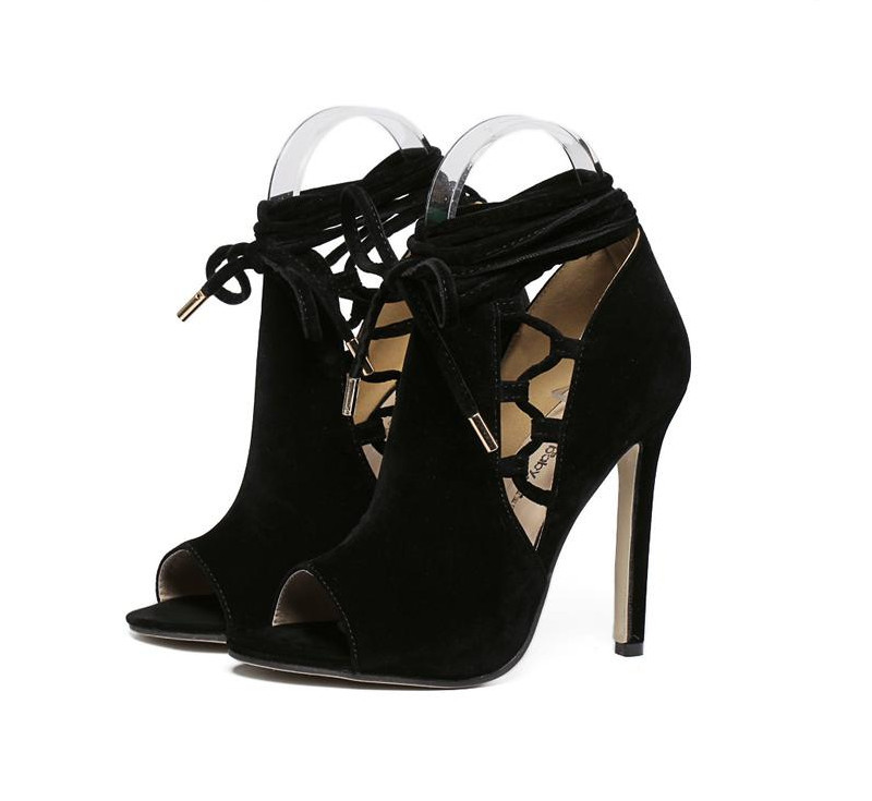 Pantofi de dama eleganti din piele intoarsa ecologica de culoare neagra