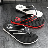 Papuci casual barbatesti cu aplicatie si inscriptie in trei culori