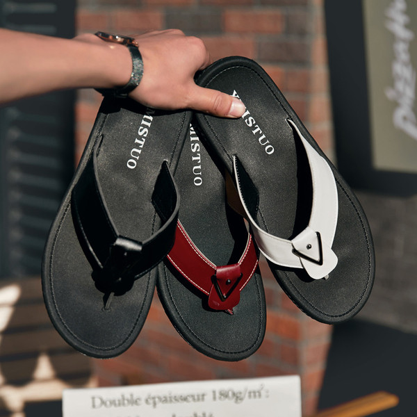 Stílusos férfi nyári papucs, három színben, öko bőrből