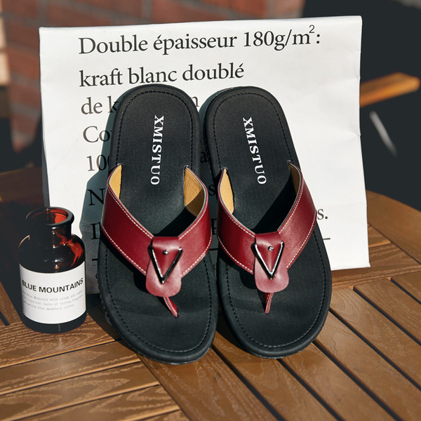 Stílusos férfi nyári papucs, három színben, öko bőrből