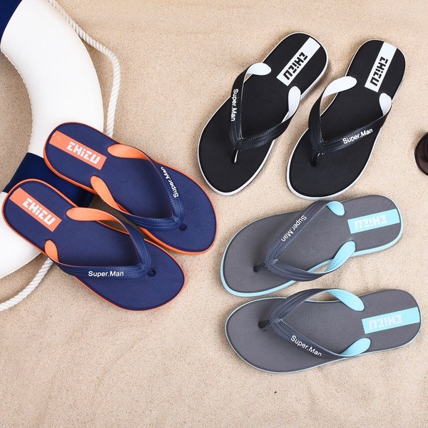 Papuci moderni pentru barbati in trei culori cu inscriptii