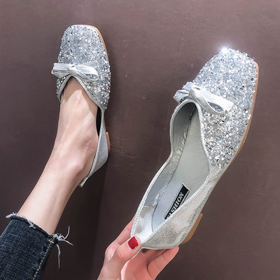 Női cipő díszítő kövekkel és szalaggal - két színben