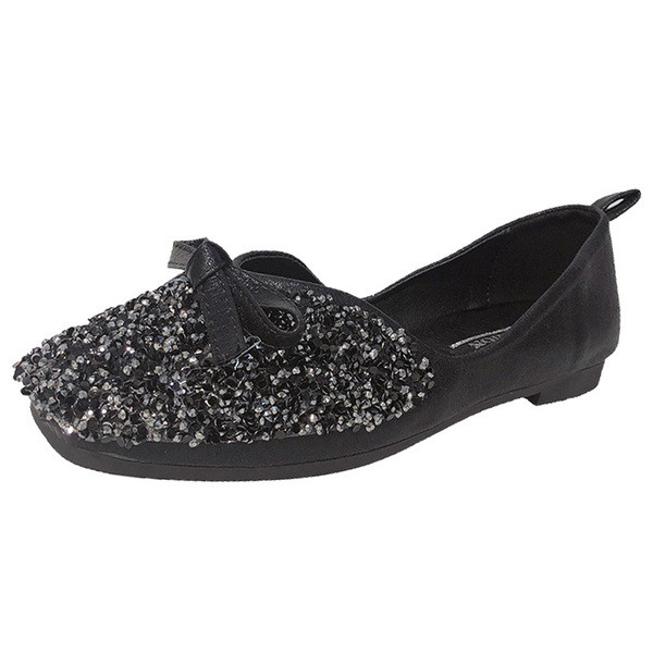 Női cipő díszítő kövekkel és szalaggal - két színben