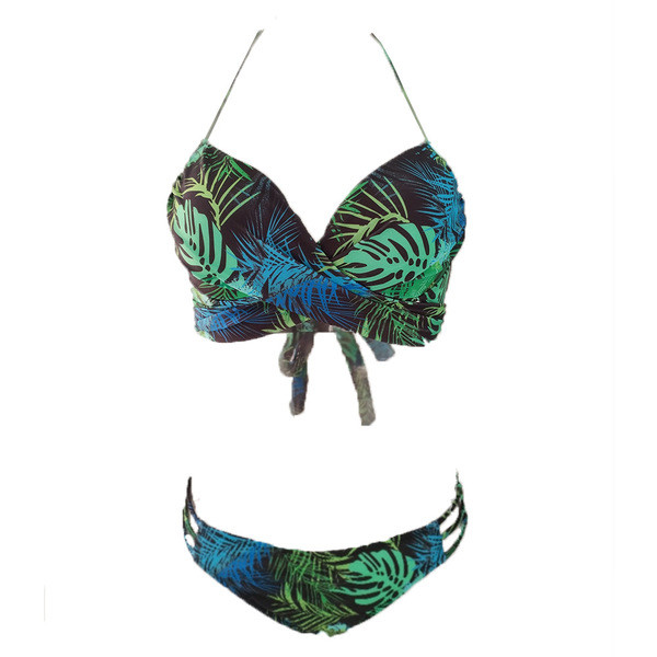 Costum de baie modern din două piese cu model floral