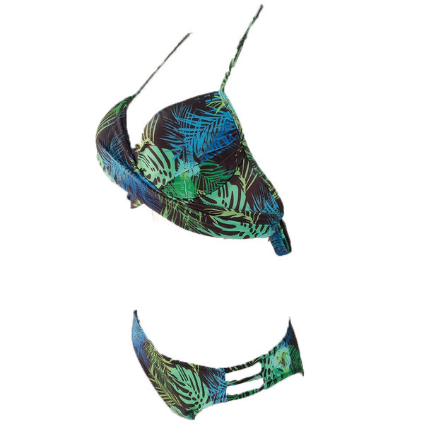 Costum de baie modern din două piese cu model floral