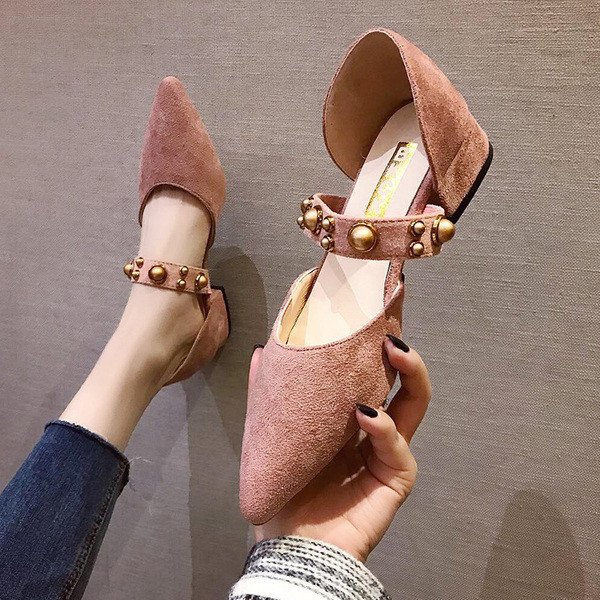 Pantofi de dama ascutiti din piele intoarsa ecologica in doua culori