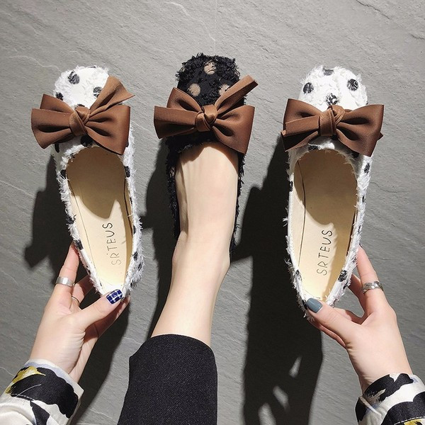 Pantofi casual dama cu panglica alb-negru