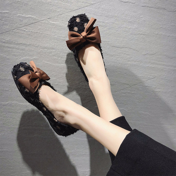 Pantofi casual dama cu panglica alb-negru