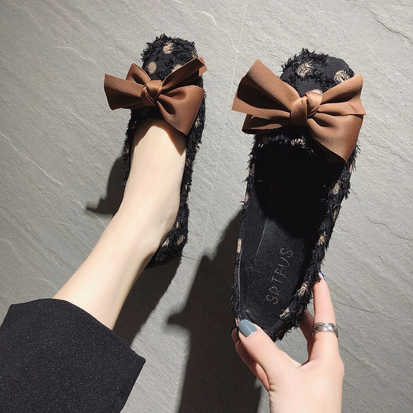 Pantofi casual dama cu panglica alb-negru