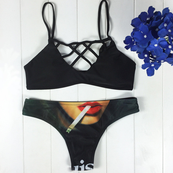 Costum de baie de dama model NOU cu pantaloni cu aplicatie