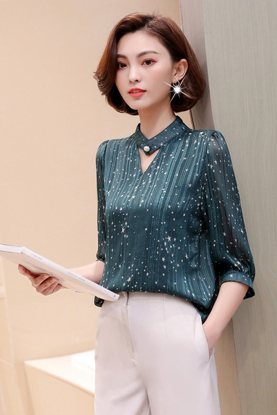 Cămașă elegantă de damă cu mâneci 3/4 în trei culori