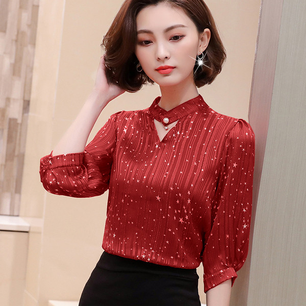 Cămașă elegantă de damă cu mâneci 3/4 în trei culori