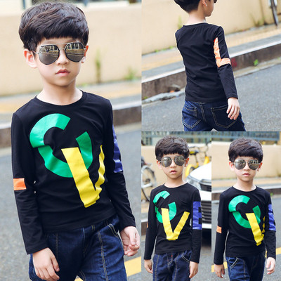 Ежедневна детска блуза за момчета в черен цвят с апликация
