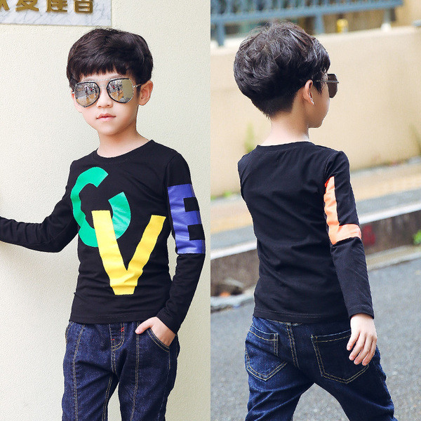 Alkalmi gyerek blúz fiúknak fekete színben, rátéttel