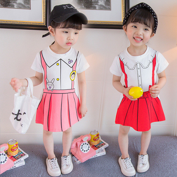 Alkalmi gyerekruha piros és rózsaszín színben