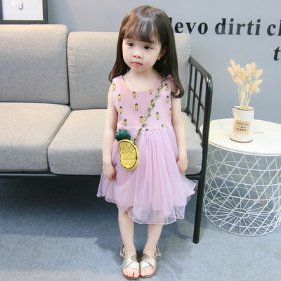 Rochie moderna pentru copii cu tul in alb si roz