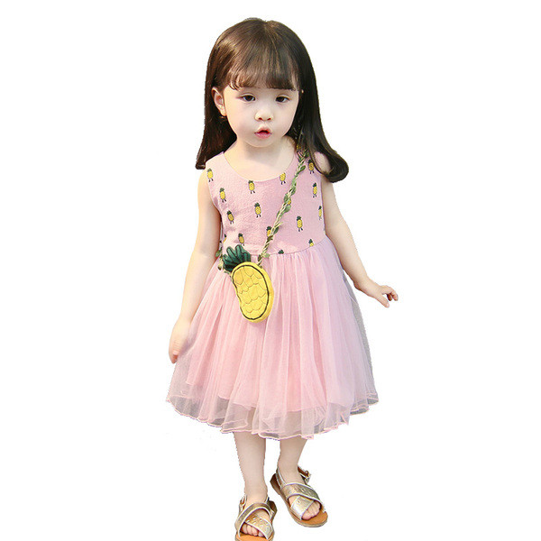 Rochie moderna pentru copii cu tul in alb si roz