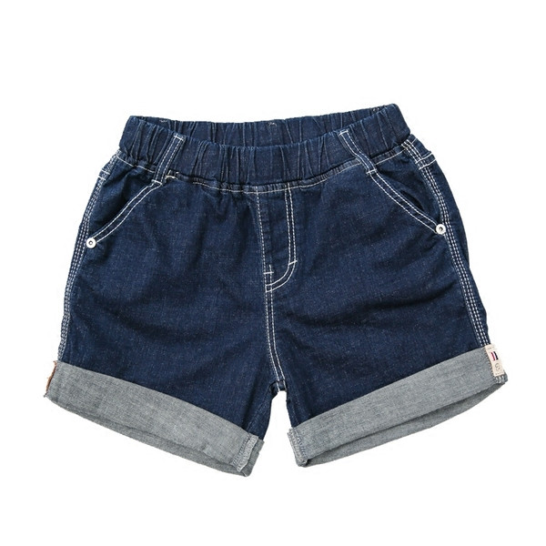 Modern, kék színű gyerek rövid farmernadrág fiúknak