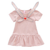 Csíkos gyerekruha két színben hímzéssel