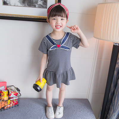 Csíkos gyerekruha két színben hímzéssel