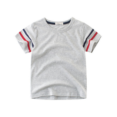 Ежедневна детска тениска за момчета в сив цвят с цветни ленти