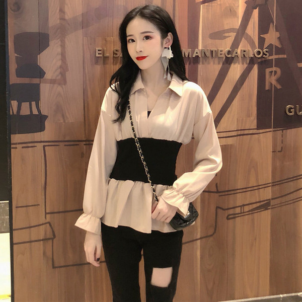 Elegáns női ing rugalmas derékkal